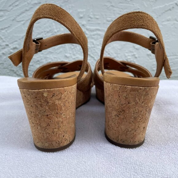 UGG Brown Chestnut Platform Wedge Suede Sandals - Picture 4 of 6